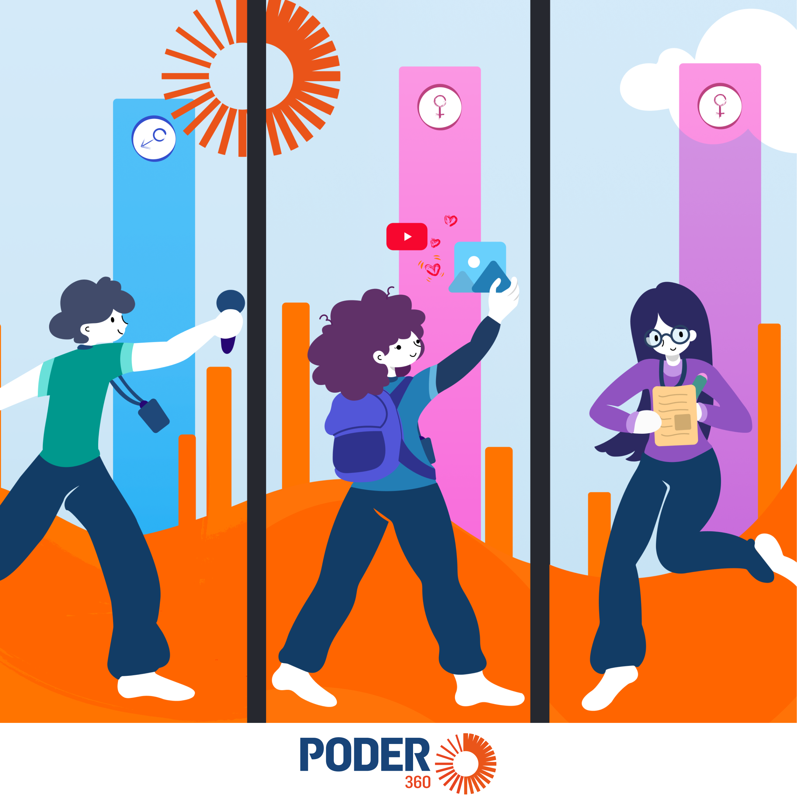 Ilustração Trio - Portas banheiro (Poder360)